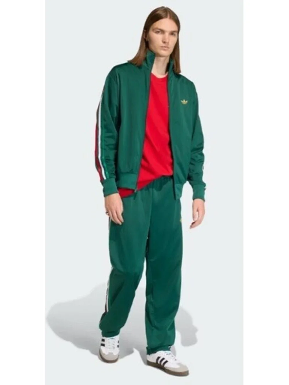 Adidas Originals Firebird Suit Jacket & Pants DARK GREEN Red White Mens MEDIUM M